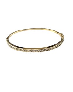 14K Gelbgold Diamant Oval Armreif Armband #24895