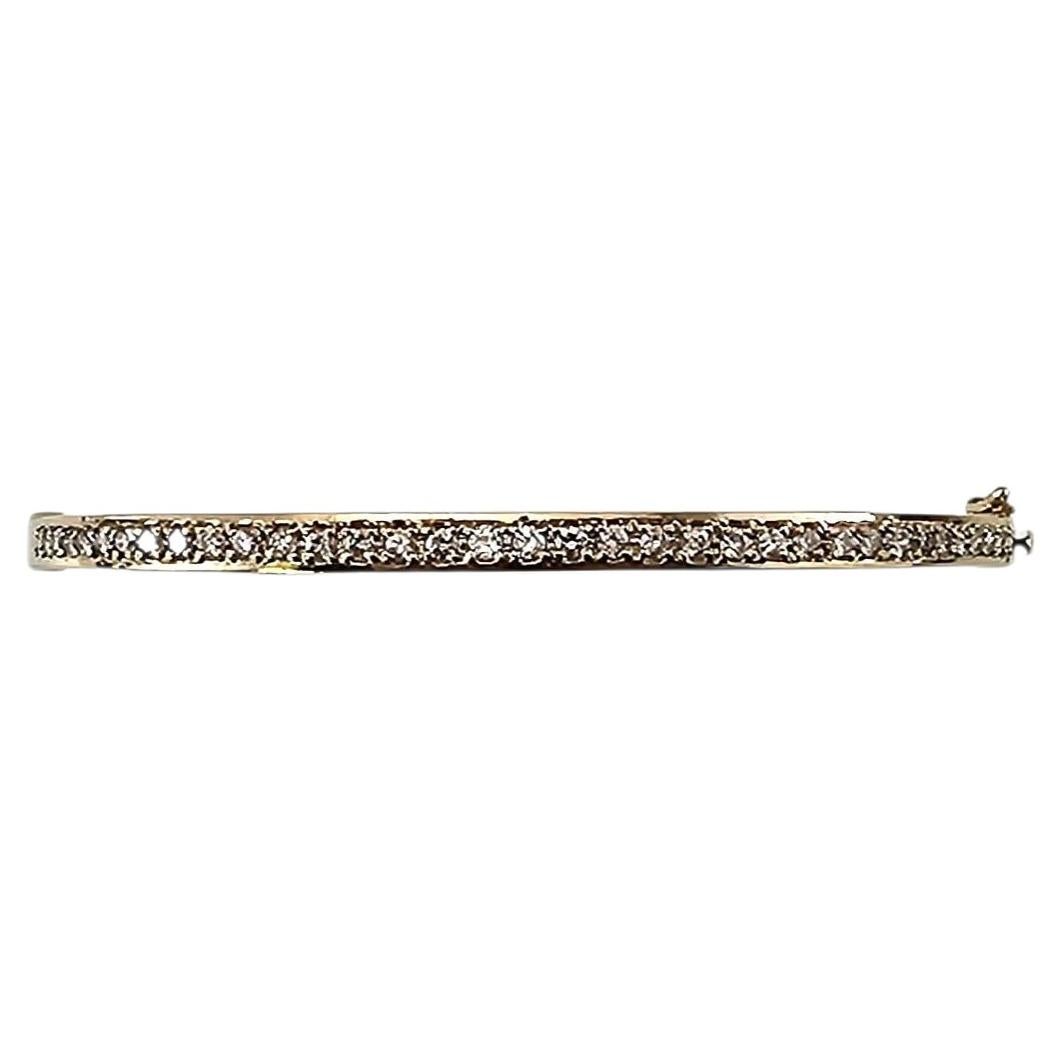 14K Yellow Gold Diamond Oval Bangle Bracelet #24895