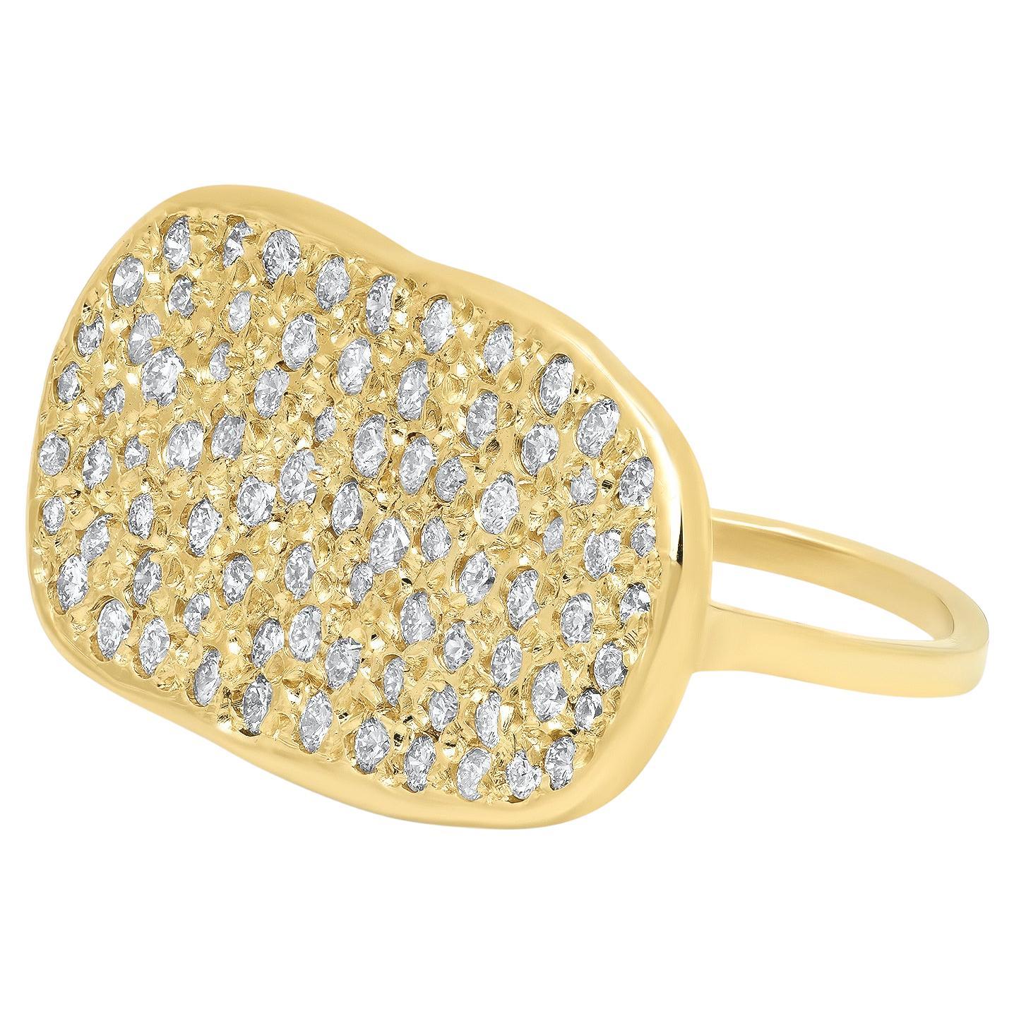 14k Gelbgold 
Diamant Oval Disc Ring im Angebot