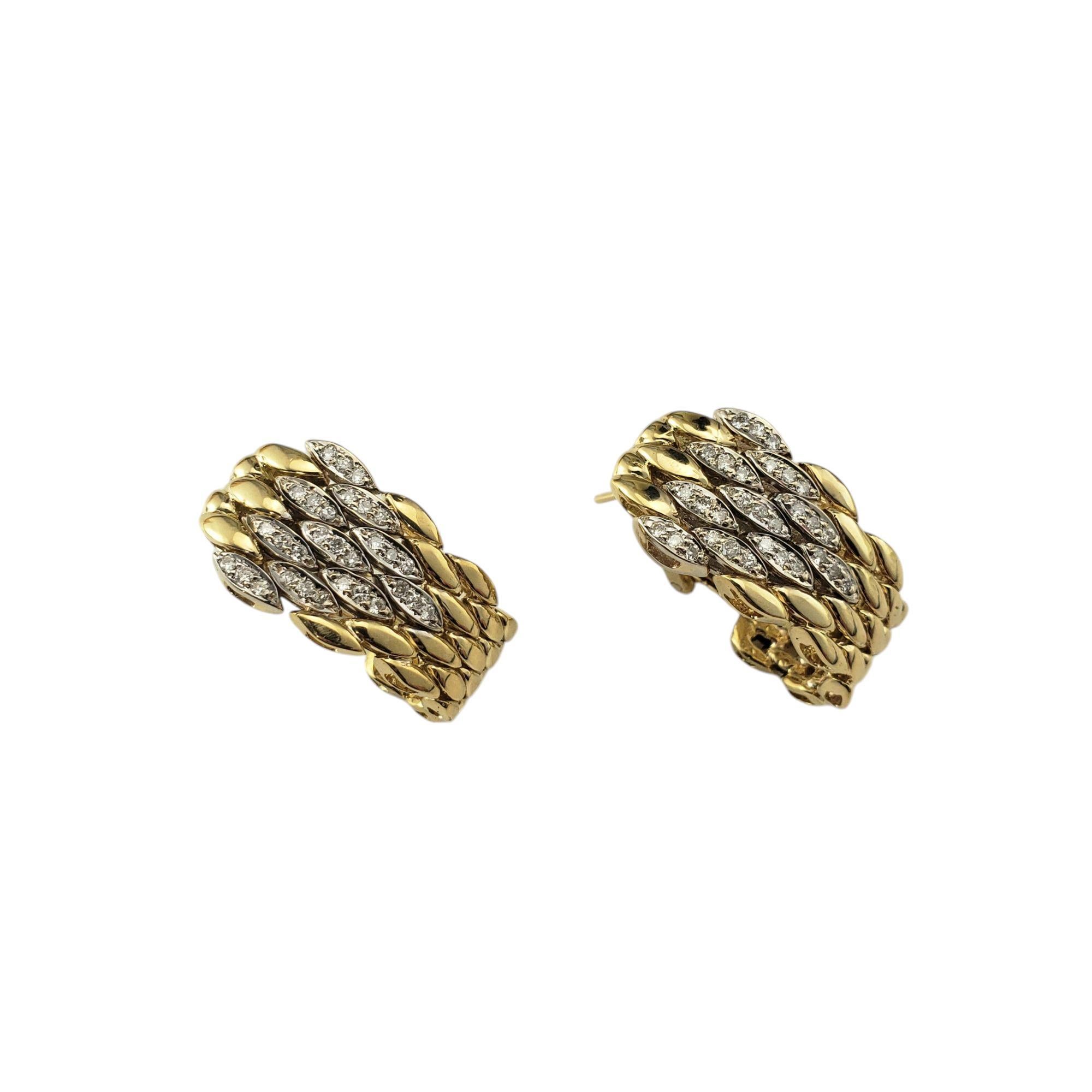 Contemporary 14K Yellow Gold Diamond Panther Link Half Hoop Earrings #21121 For Sale