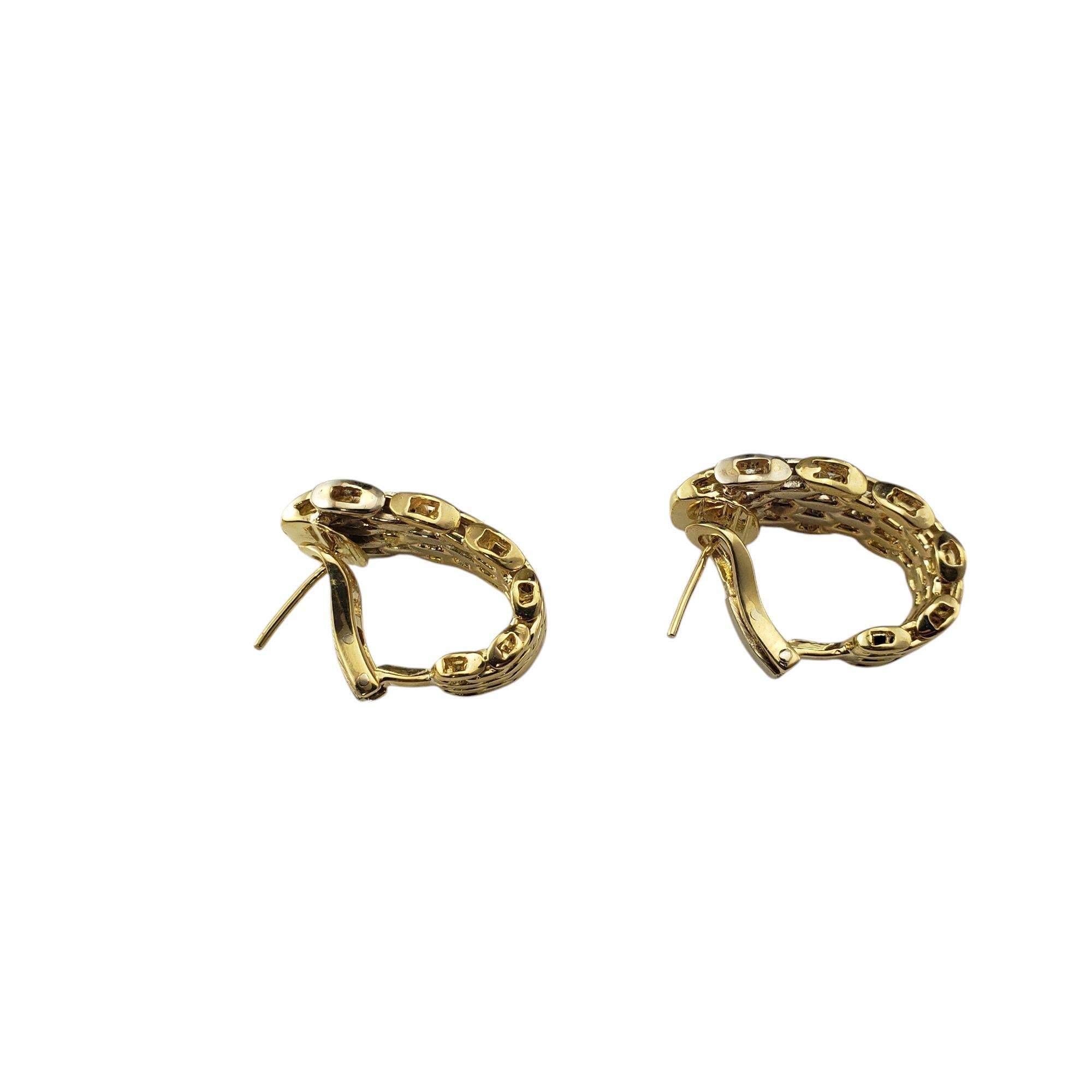 Brilliant Cut 14K Yellow Gold Diamond Panther Link Half Hoop Earrings #21121 For Sale