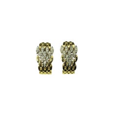 14K Gelbgold Diamant Panther Glieder-Ohrringe mit halber Creolen #21121