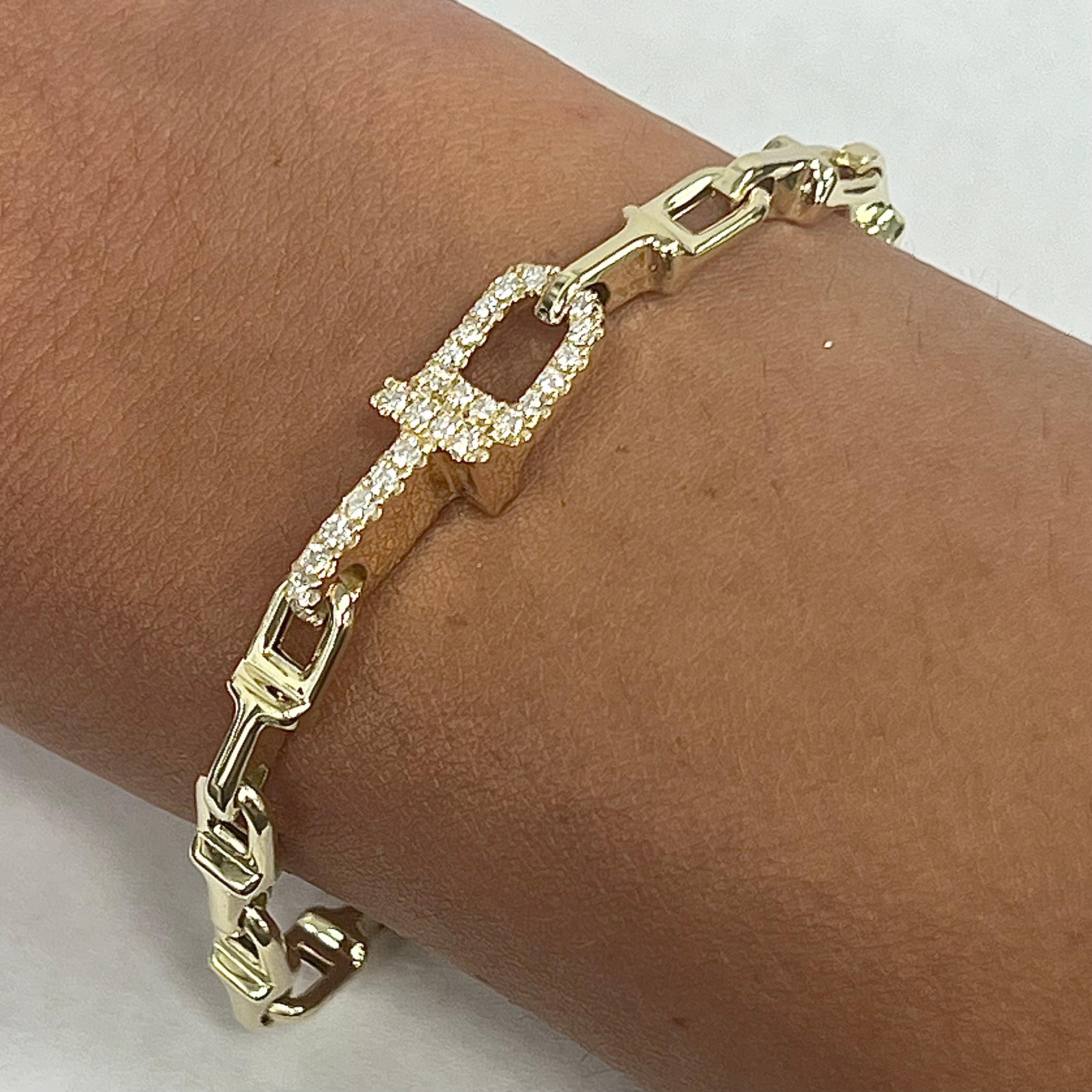Pulsera clip de diamantes en oro amarillo de 14 quilates Moderno en venta
