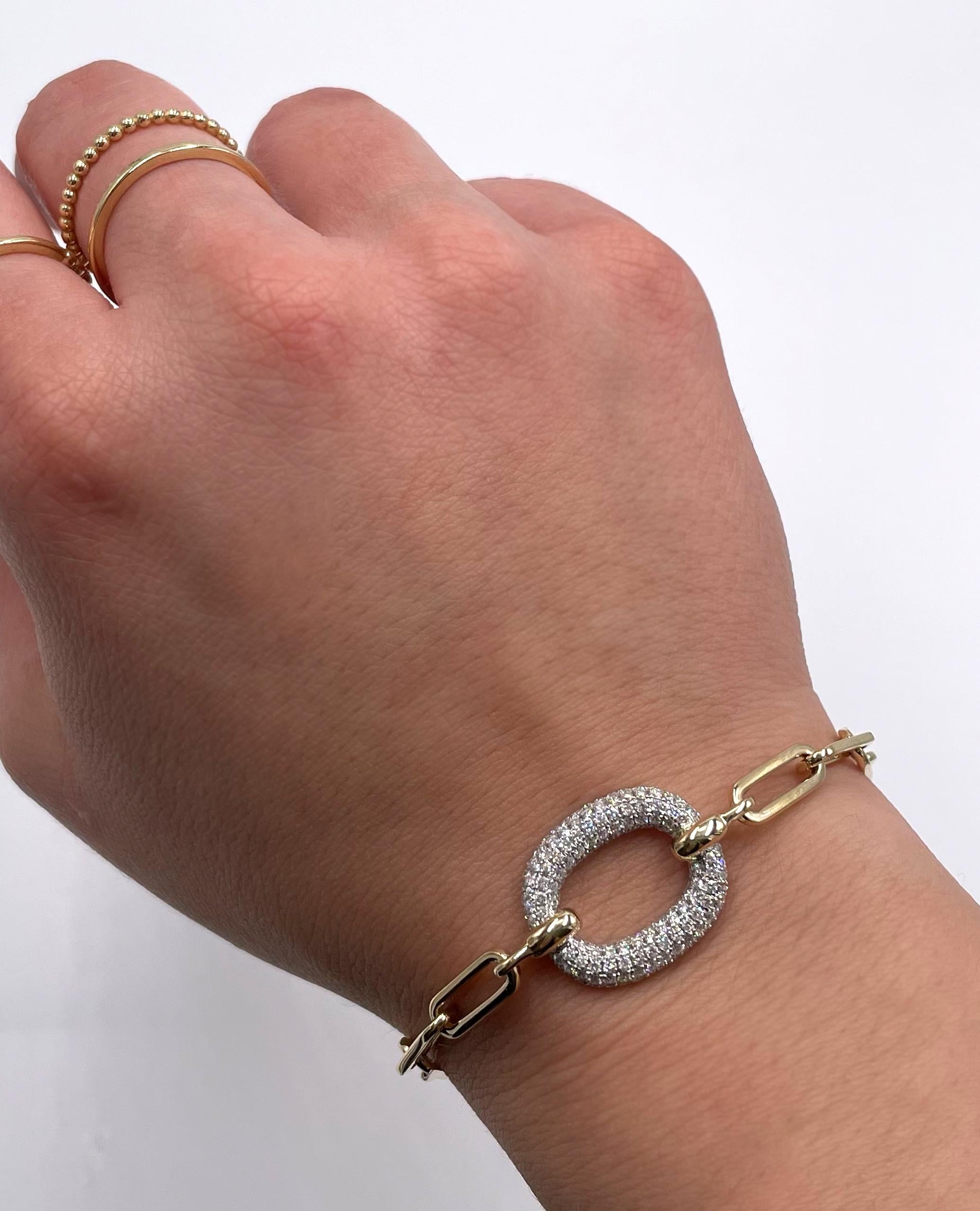 14kt yellow gold paperclip bracelet with heart charm