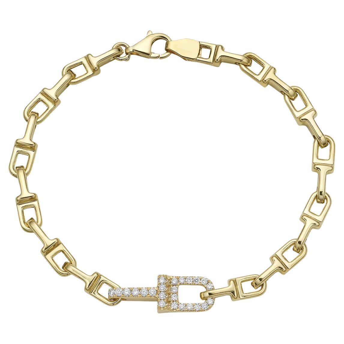 Pulsera clip de diamantes en oro amarillo de 14 quilates en venta