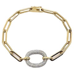 14K Yellow Gold Diamond Paperclip Bracelet