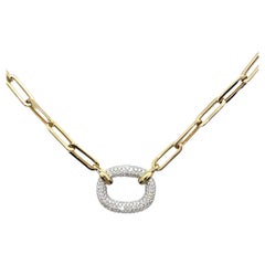 14K Yellow Gold Diamond Paperclip Necklace