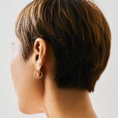 14k Yellow Gold Diamond Pave Caterpillar Stud Insect Earrings Baubou