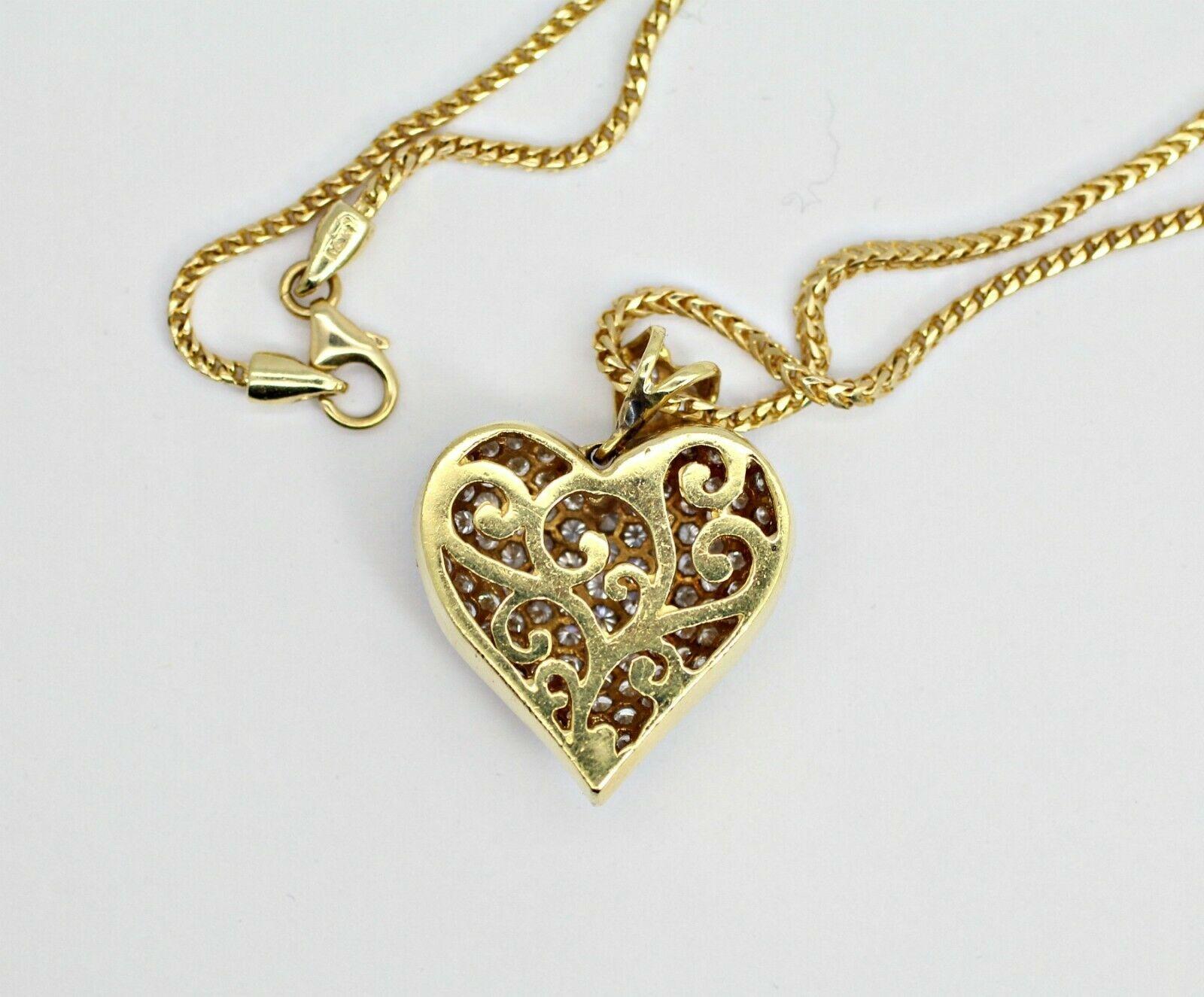 Women's or Men's 14 Karat Gold Diamond Pave Heart, Containing 2.50 Carat S Color 