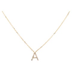 14K Yellow Gold Diamond Pave Initial "A" Pendant Necklace
