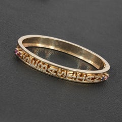 Bracciale con cerniera in oro giallo 14K con diamanti e pave Script Letter Multi-Sapphire