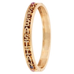 Bracciale con cerniera in oro giallo 14K con diamanti e pave Script Letter Multi-Sapphire