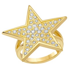 14k Yellow Gold & Diamond Pave Star Ring
