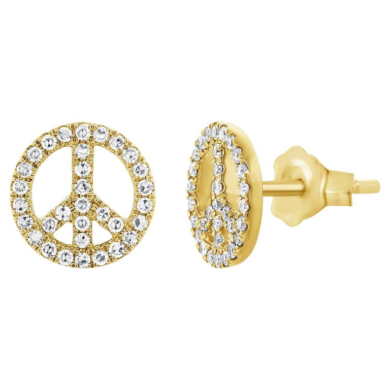 Orecchini A Perno In Argento Sterling 925 – Simbolo Della Pace – Mini 8 Mm – Confezione Regalo