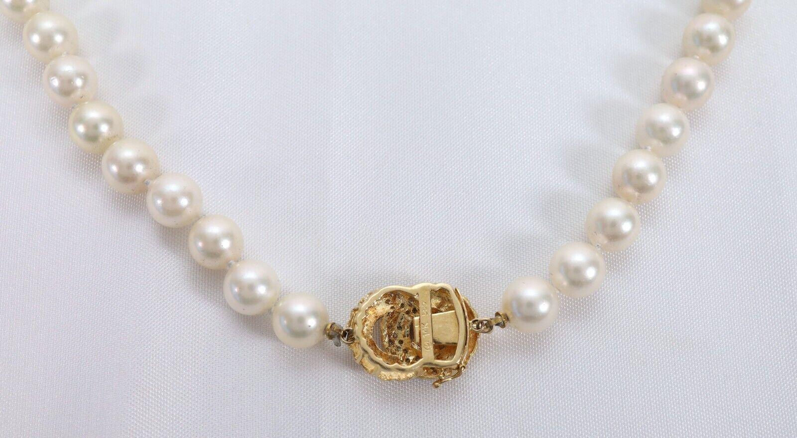 De las mujeres Collar de Diamantes y Perlas de Oro Amarillo de 14k, 21 pulgadas - 78.3g en venta