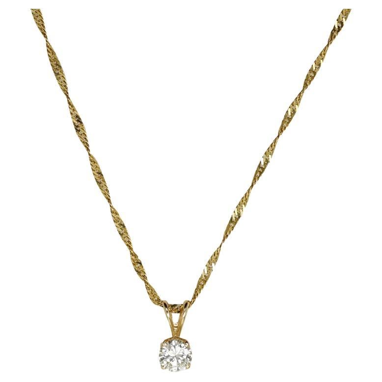 14K Yellow Gold Diamond Pend Necklace, .65ct 3g For Sale
