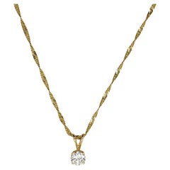 Vintage 14K Yellow Gold Diamond Pend Necklace, .65ct 3g