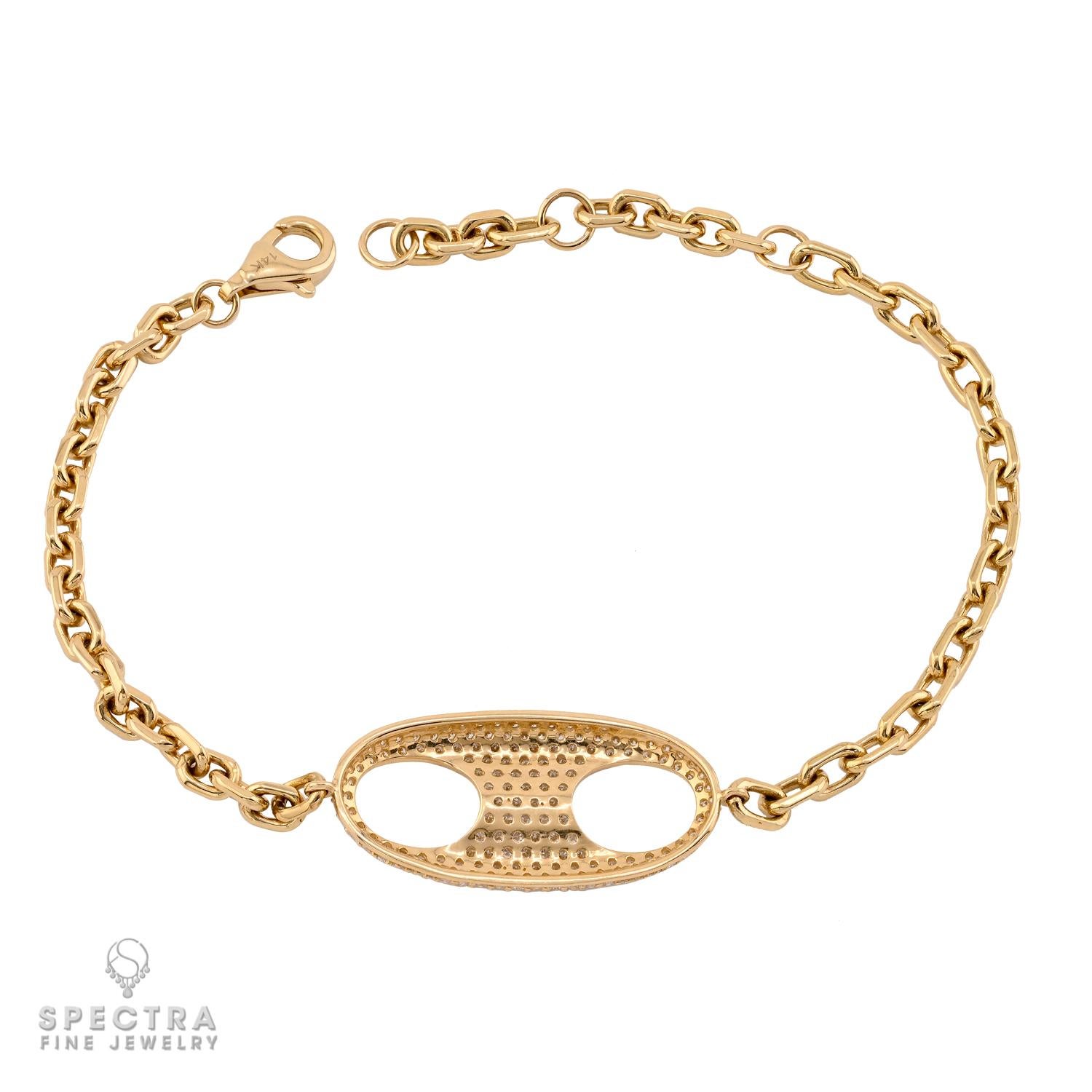 Contemporain Bracelet en or jaune 14k avec pendentif en diamant en vente