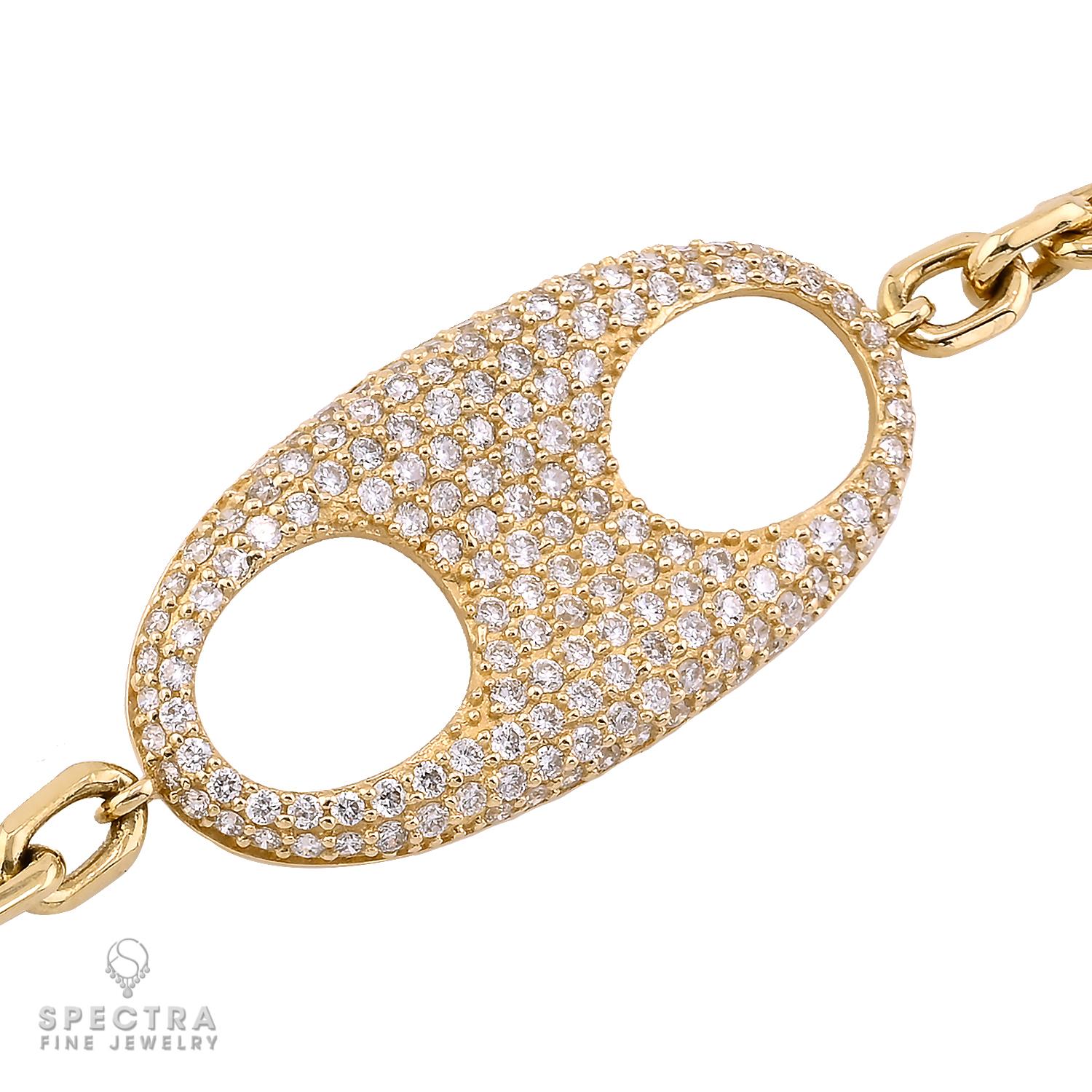 Taille brillant Bracelet en or jaune 14k avec pendentif en diamant en vente
