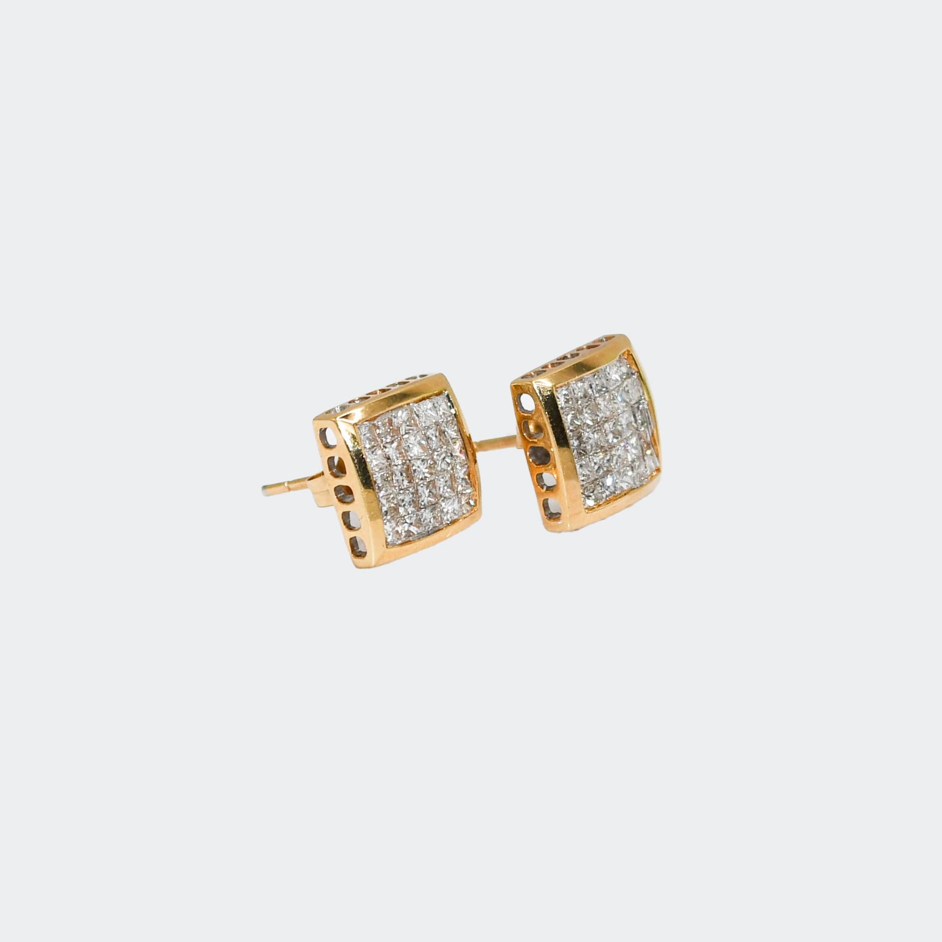 Pendentif et boucles d'oreilles en or jaune 14k, 1.50tdw, 4.4gr Unisexe en vente