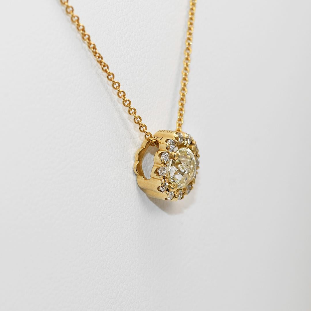 Collier pendentif en or jaune 14 carats avec diamants 0,99 carat en vente 5