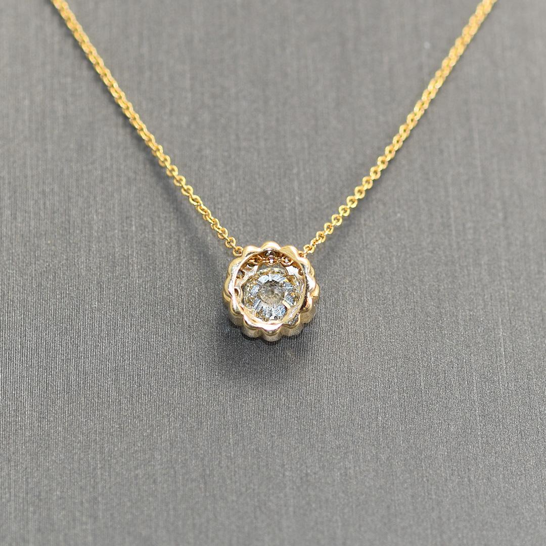 Collier pendentif en or jaune 14 carats avec diamants 0,99 carat en vente 1