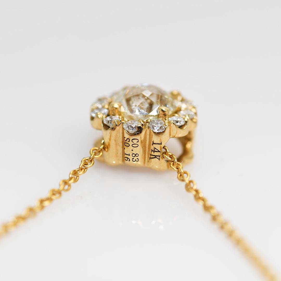 Collier pendentif en or jaune 14 carats avec diamants 0,99 carat en vente 4