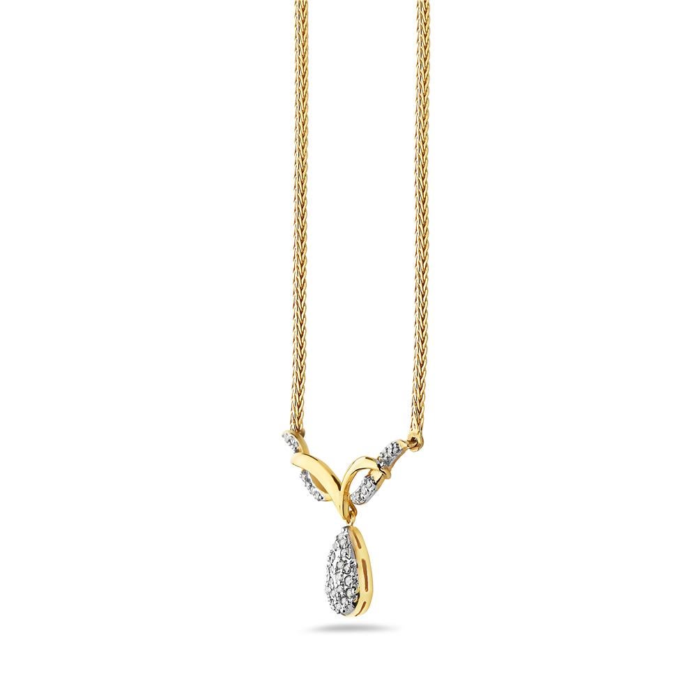 This pave diamond encrusted pendant necklace features 0.52 round diamonds set in 14K yellow gold. 11.5 grams total weight. 8 3/4 inch inch drop. Made in USA. 

Viewings available in our NYC showroom by appointment. 