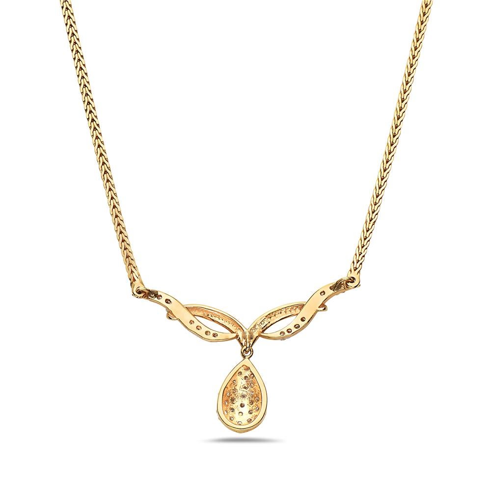 Contemporary 14 Karat Yellow Gold Diamond Pendant Necklace