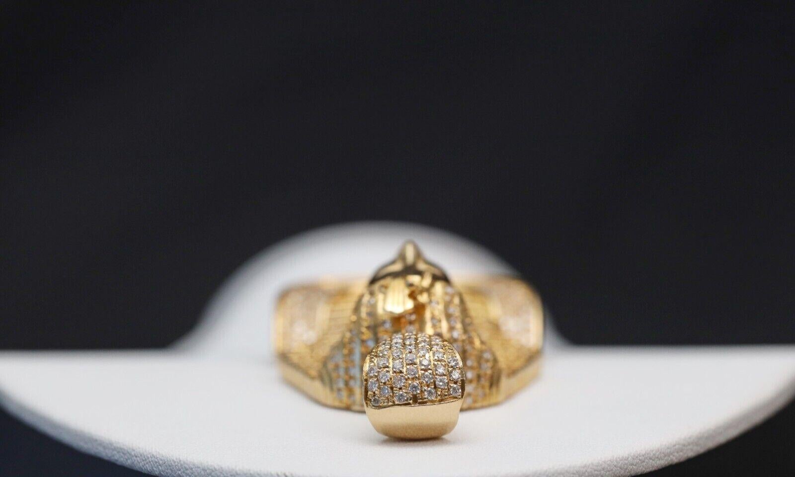 14k Gelbgold Diamant- Pharaonen-Anhänger, 63,5 g (Rundschliff)
