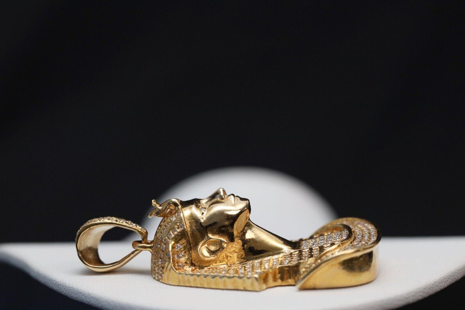 14k Gelbgold Diamant- Pharaonen-Anhänger, 63,5 g für Damen oder Herren
