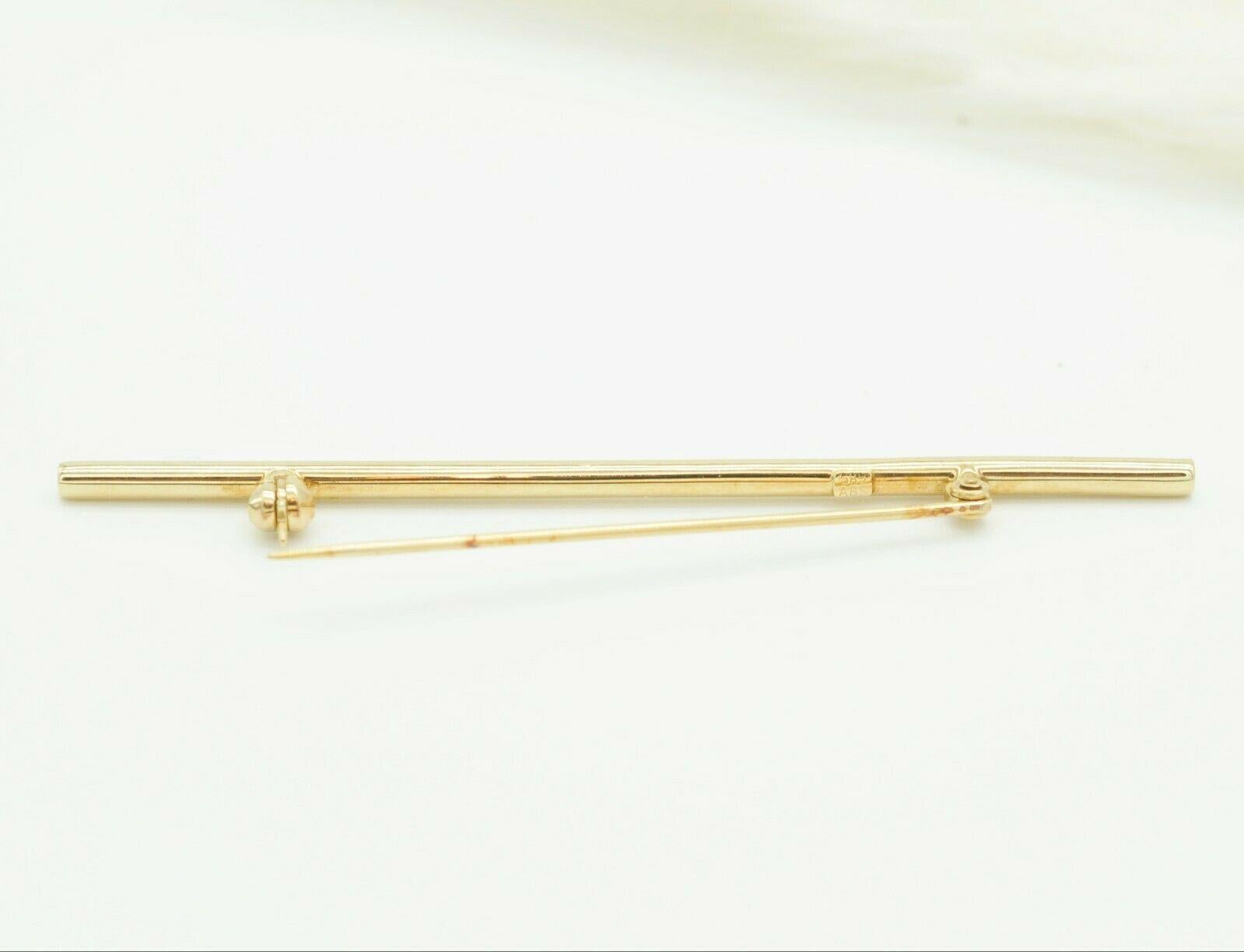 Taille ronde Barrette en or jaune 14 carats avec diamants