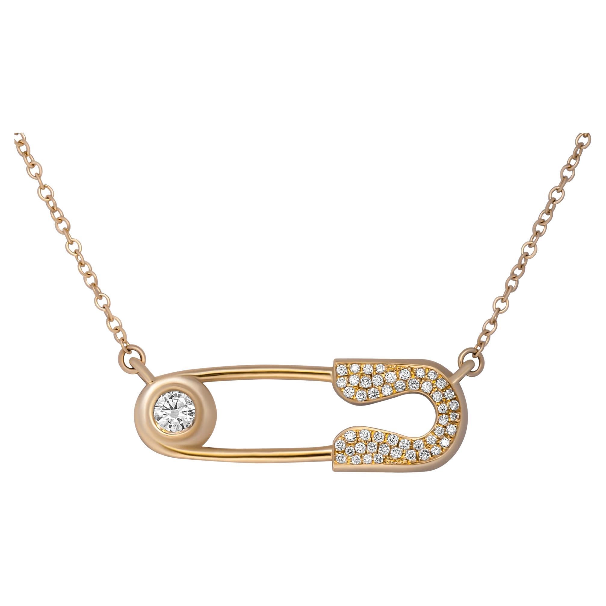 14 Karat Gelbgold Diamant-Anstecknadel-Anhänger