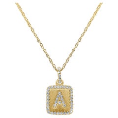 14K Yellow Gold Diamond Plate Initals A Necklace for Her
