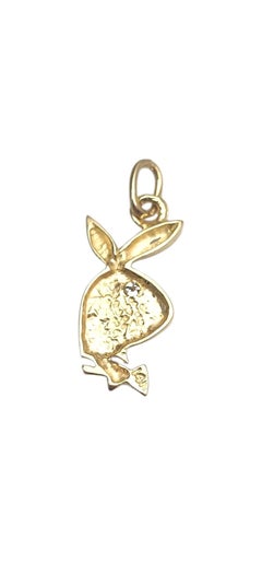 14K Yellow Gold Diamond Playboy Bunny Charm #25269