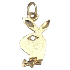 14K Yellow Gold Diamond Playboy Bunny Charm #25269