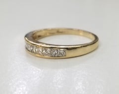 14 Karat Yellow Gold Diamond Princess Cut Wedding Ring