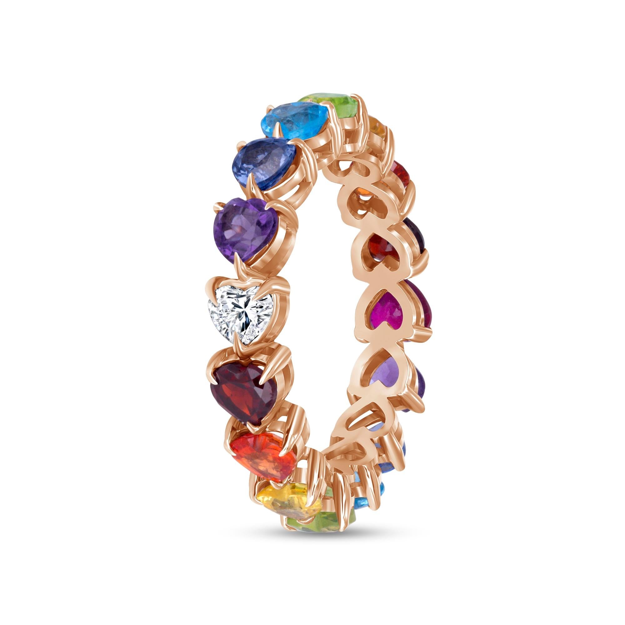 14k Yellow Gold Diamond Rainbow Ring For Sale 1