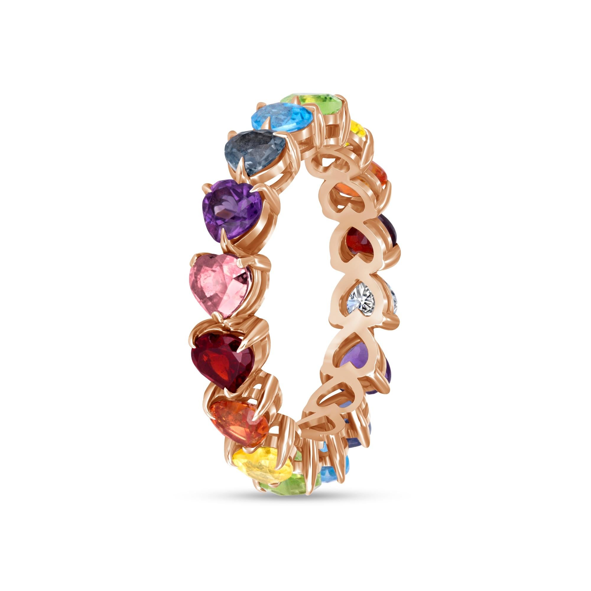 Modern 14k Yellow Gold Diamond Rainbow Ring For Sale