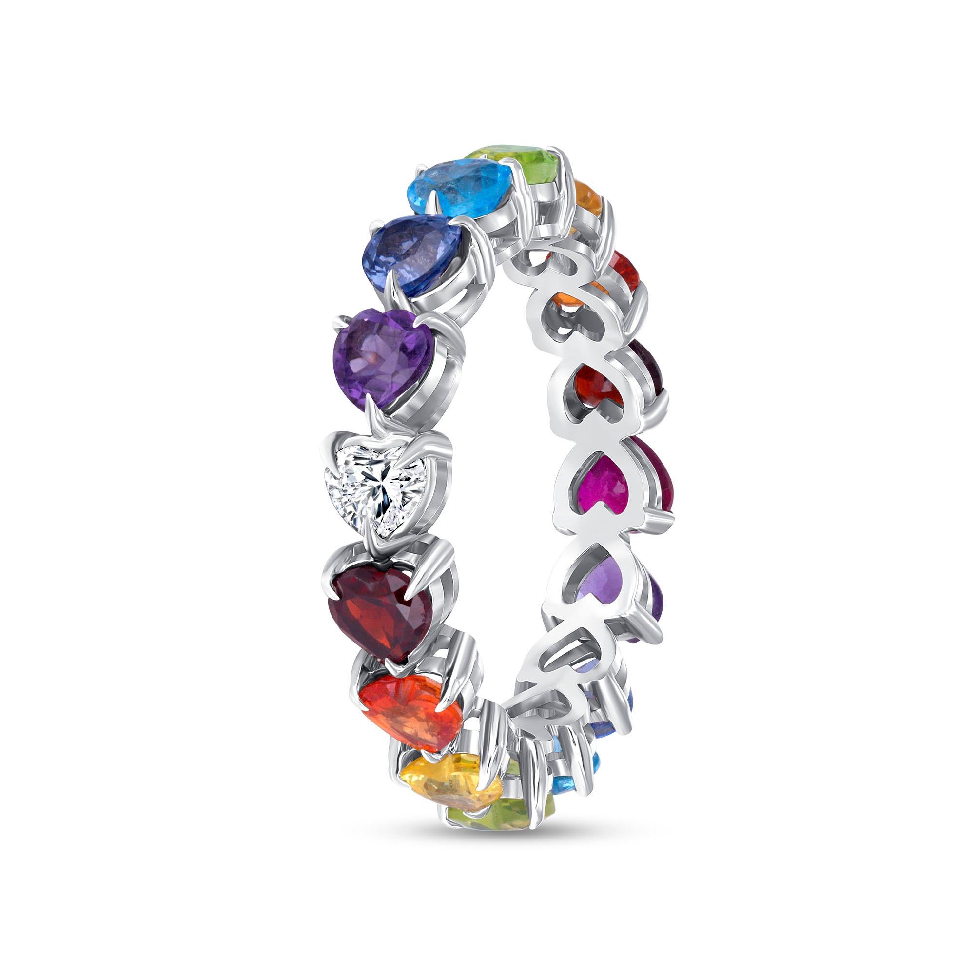 Women's or Men's 14k Yellow Gold Diamond Rainbow Ring For Sale