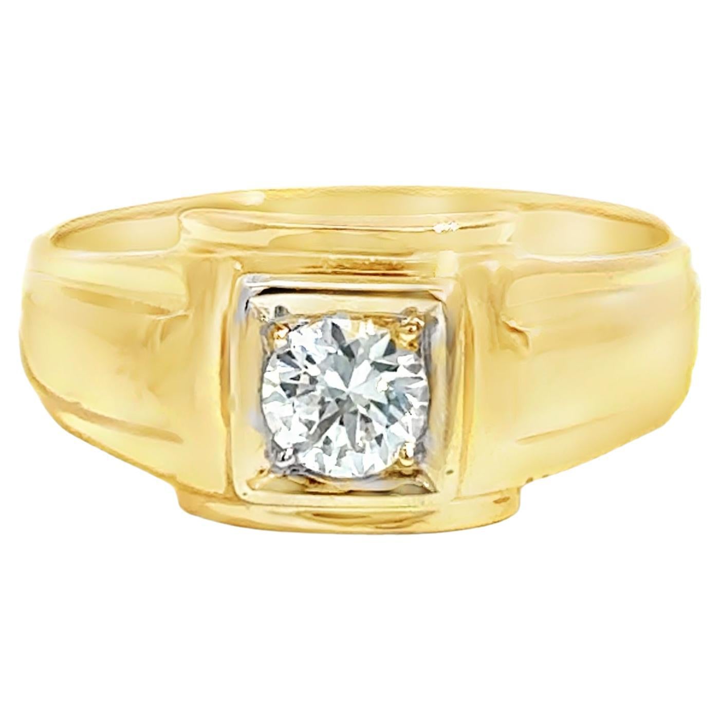 14K Gelbgold Diamantring - 0.53 CT im Angebot