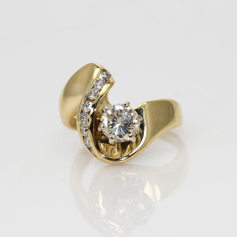 14 Karat Gelbgold Diamantring 0,60 Karat für Damen oder Herren