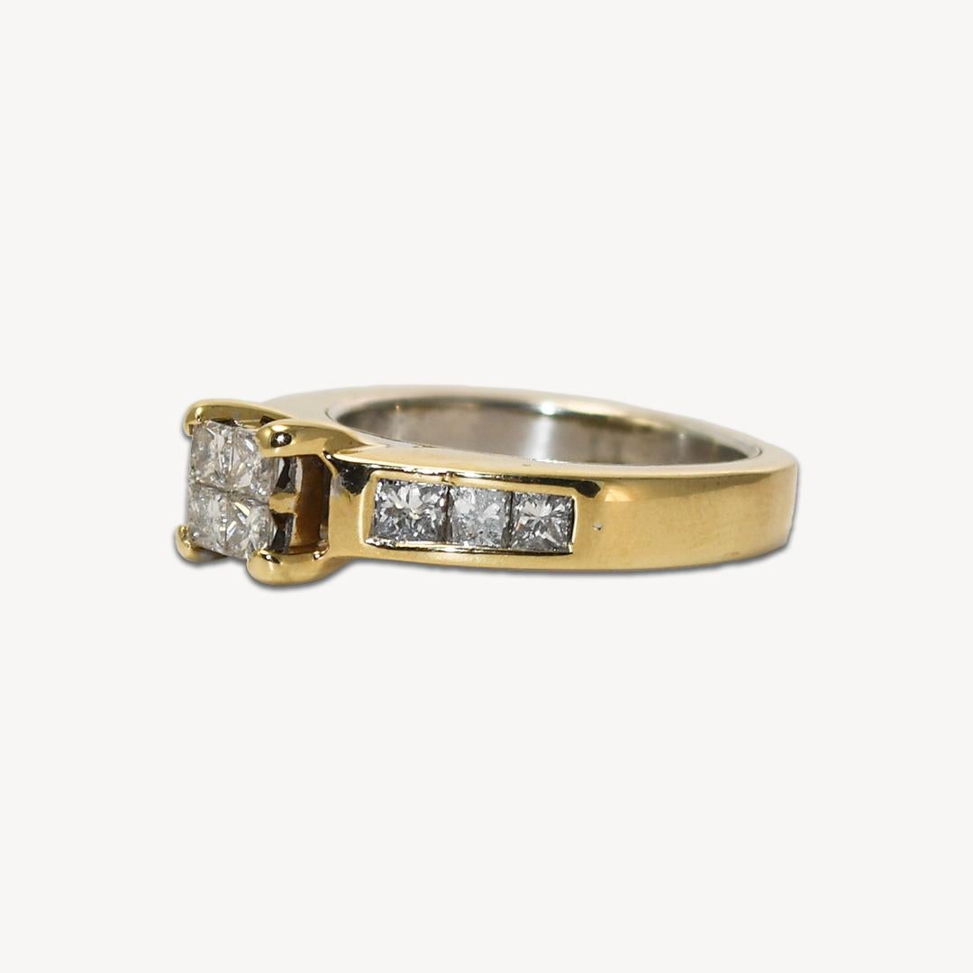 Women's 14K Yellow Gold Diamond Ring 0.80ct For Sale