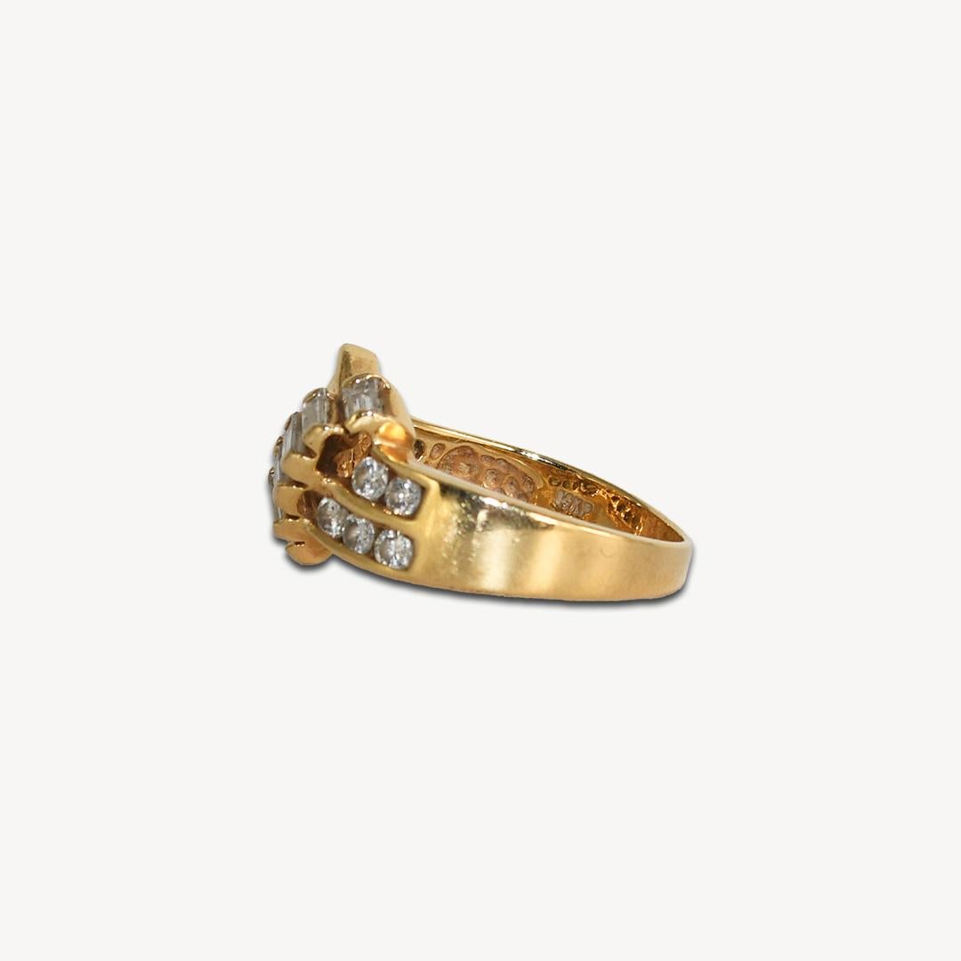 Women's or Men's 14K Yellow Gold Diamond Ring 1.00 ct, Size 8 For Sale