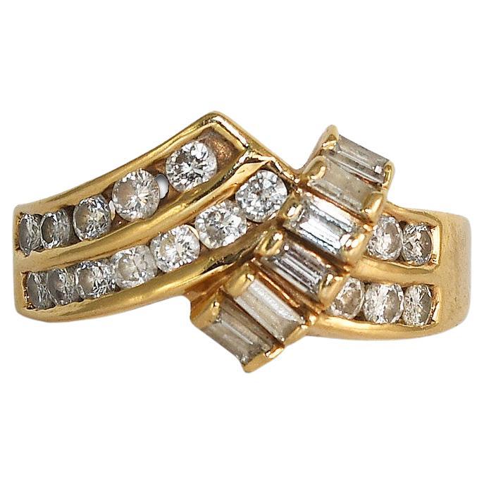 14K Yellow Gold Diamond Ring 1.00 ct, Size 8 For Sale