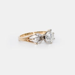 Bague en or jaune 14 carats avec diamants ronds de 1,25 carat