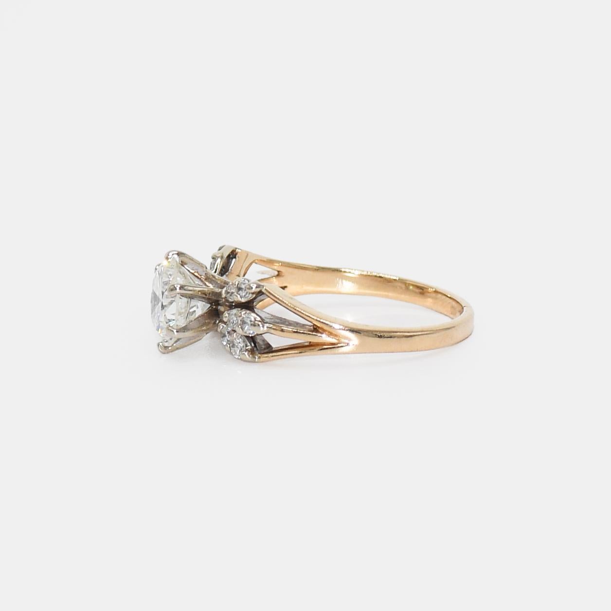 Women's or Men's 14k Yellow Gold Diamond Ring 1.25ct Round Brilliant For Sale