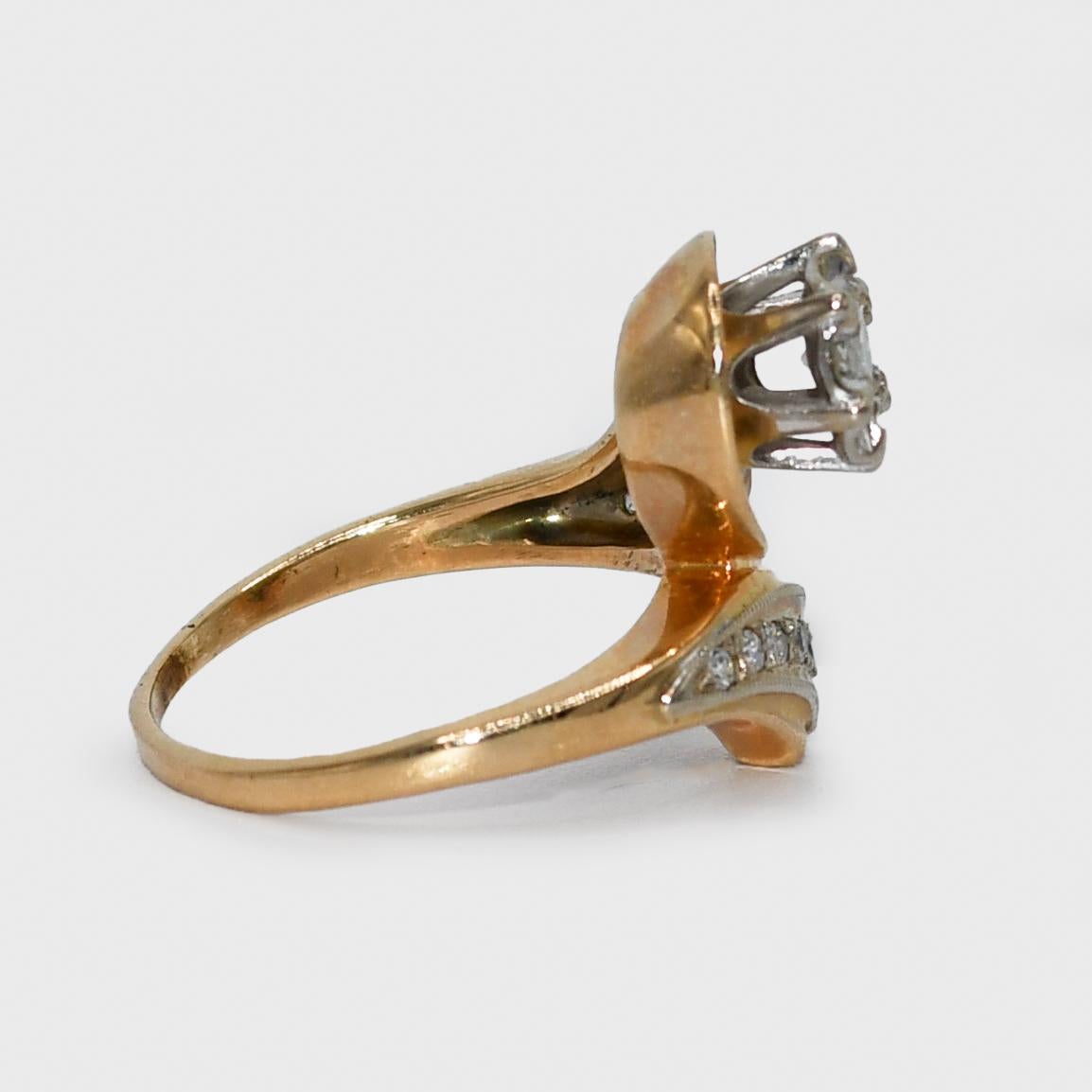 Taille simple Bague en or jaune 14 carats avec diamants .30tdw, 4,3 g en vente