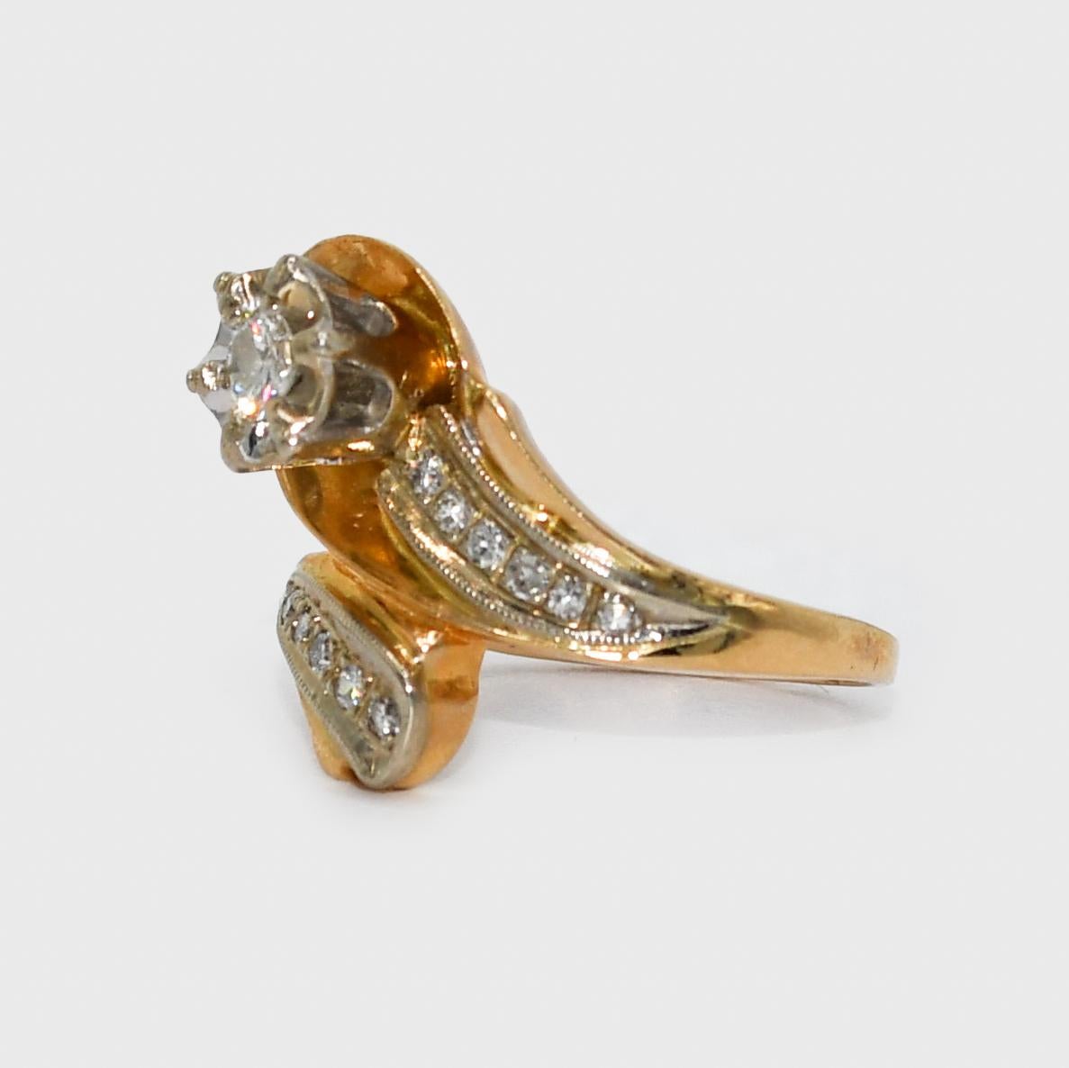 Bague en or jaune 14 carats avec diamants .30tdw, 4,3 g en vente 1
