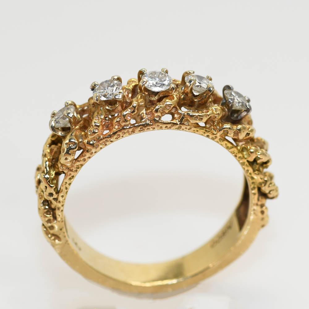 Round Cut 14K Yellow Gold Diamond Ring .50tdw, 6.6gr